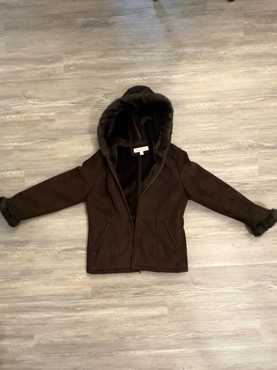Liz Claiborne Jackets & Blazers - Liz Claiborne Brown Faux-Shearling Hooded Jacket